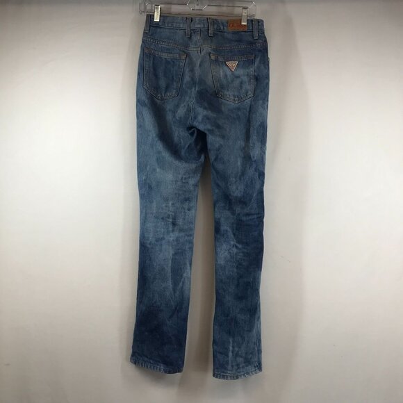 GUESS- WOMEN'S 29 - BLUE DENIM BOOTLEG JEANS TIE DYE BLEACHED - Picture 5 of 8